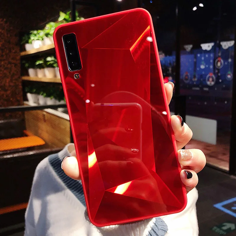 Red 3D Алмазный чехол для планшета Lenovo samsung A7 J4 J6+ J8 A6 A8 A30 A50 A70 J3 J5 J7 чехол s голографическая Призма Лазерная крышка - Цвет: Red
