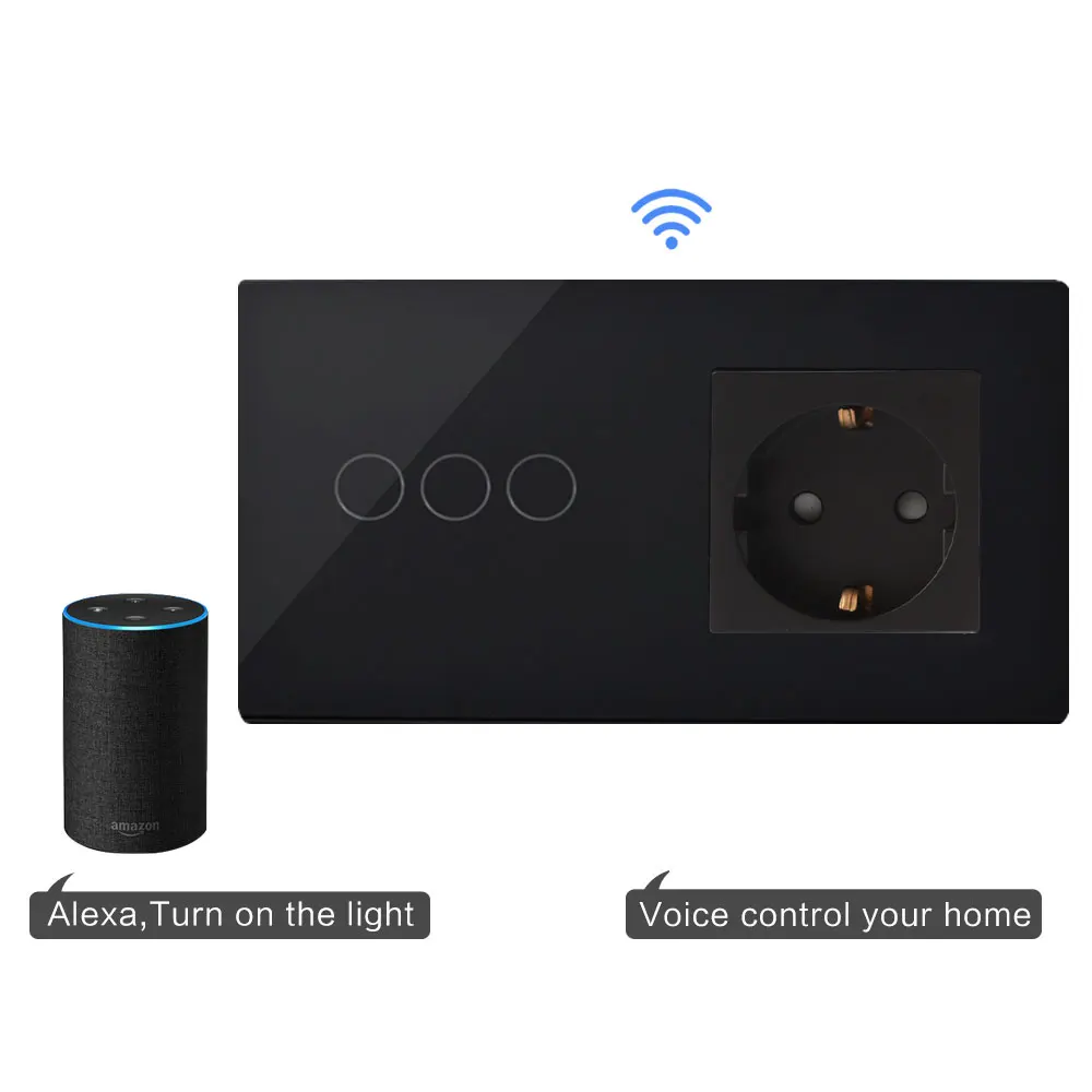 Bingoelec WIFI сенсорный выключатель стандарт ЕС 3 банды 1 способ Хрустальное стекло