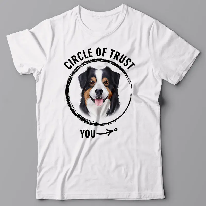 

Забавные повседневные футболки с коротким рукавом, крутая футболка с кольцом доверия-Австралийская овчарка, обычная футболка для собак и в...
