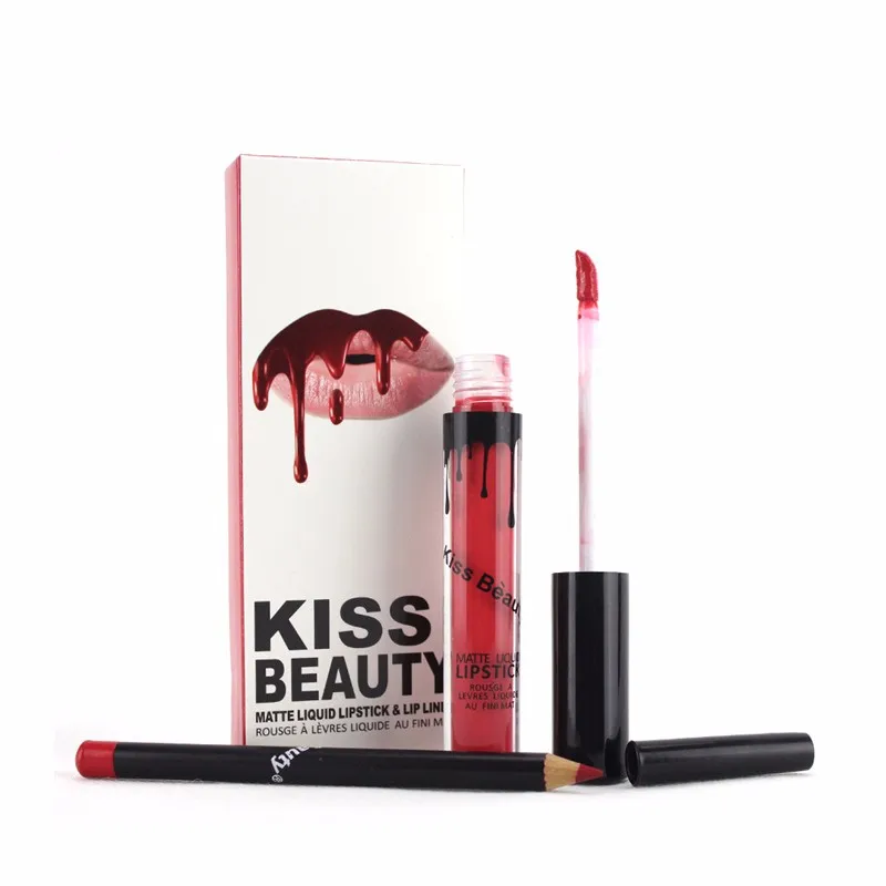 Поцелуй Красота Матовая жидкая блеск для губ с хорошим пигментными + Косметика