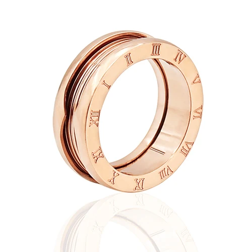 Rose Gold Plated Бренд, модное женское кольцо из розового золота, нержавеющая сталь, римские цифры, кольца для женщин, модные ювелирные изделия - Цвет основного камня: Rose Gold Plated
