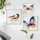HAOCHU акварельные абстрактные Бабочки птица животное холст Картина Настенная картина для гостиной детской комнаты домашний декор