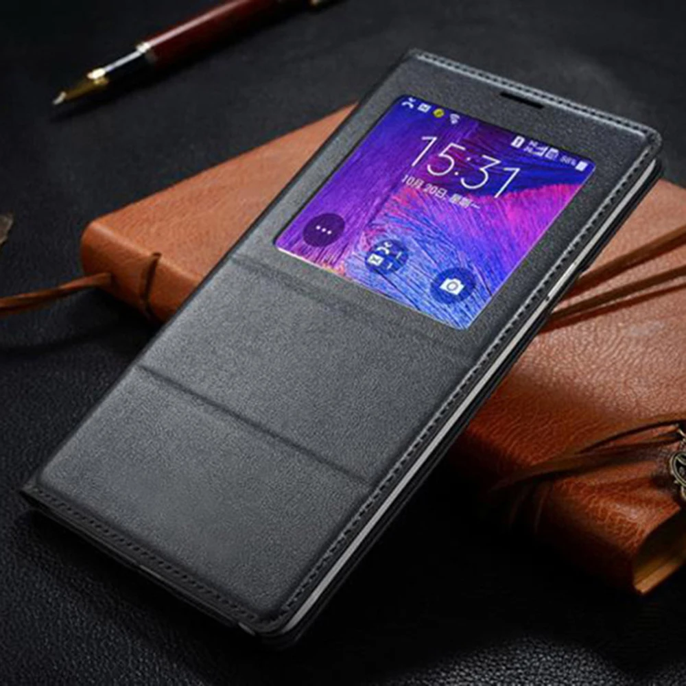 Умный чехол для Samsung Galaxy Note 4 Note4 SM N910 N910F N910C N910H кожаный телефона противоударный