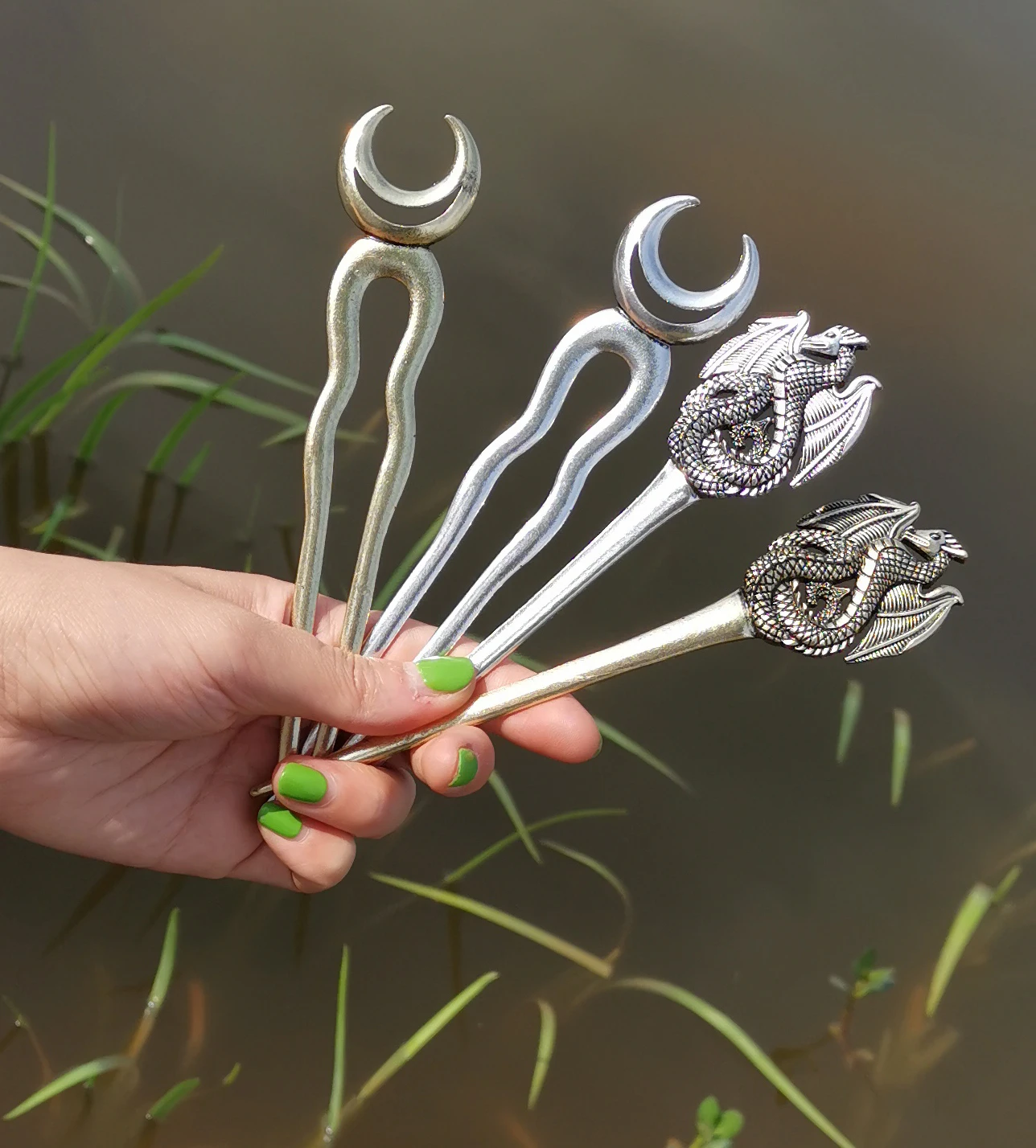 Wicca палочки для волос Викинги Ренессанс Дракон палочки для волос Дракон Луна змея шпилька аксессуары для волос ювелирные изделия