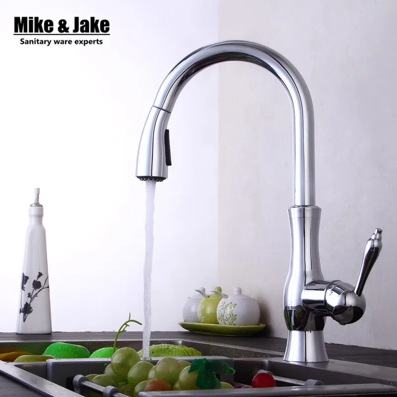 Серебристый кухонный смеситель с одной ручкой выдвижной кран одним отверстием