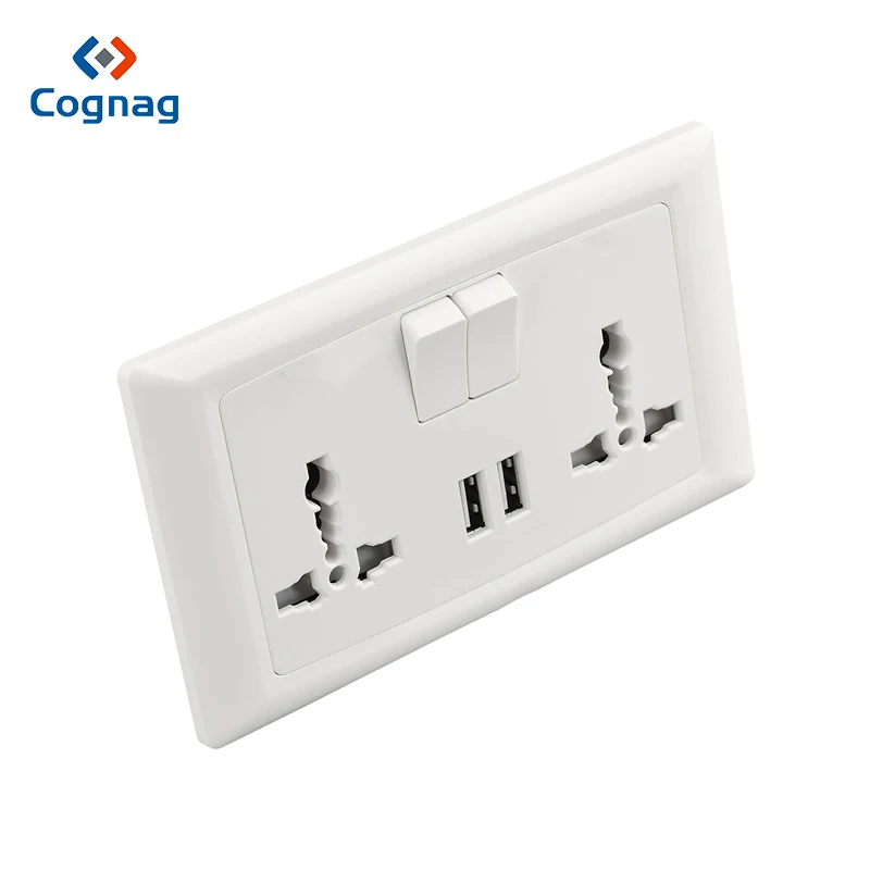 Wall Power Socket Double Universal 5 Hole Switched Outlet dual usb wall socket double 2.1A with indicator 146mm*86mm | Обустройство