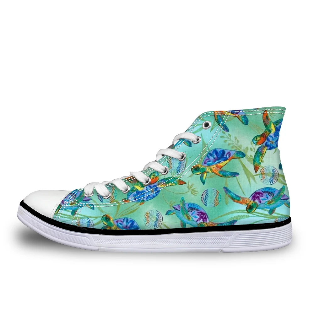 WHEREISART/Милая женская парусиновая обувь с высоким берцем и принтом морских