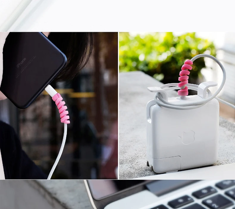 Спиральная мини USB линия зарядное устройство Winder протектор чехол для iPhone 8 6 7 5S 5se 5