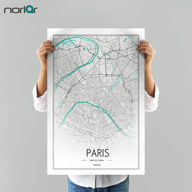 Лимитированный выпуск HD Печать настраиваемый Парижский город Рисование линии