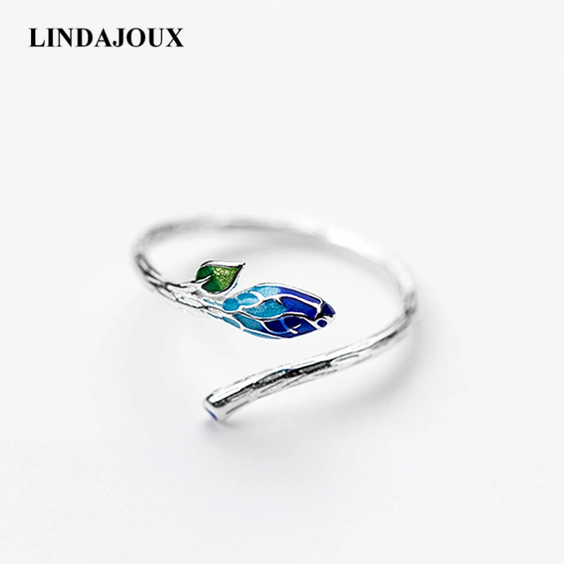 LINDAJOUX 925 пробы серебряное Ретро стиль этническое эмалированный лист Открытое