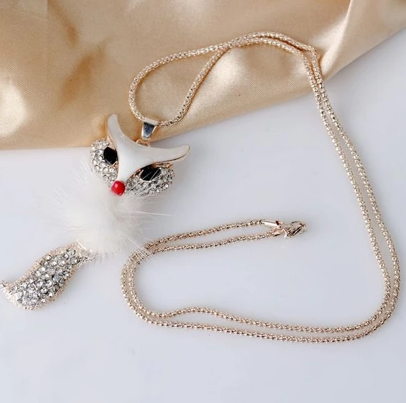 Модные новые Горячие Аутентичные ворсинки очаровательные лисы Длинные ожерелья