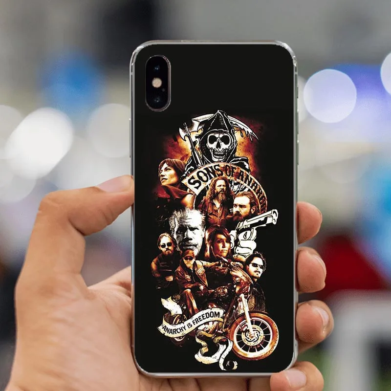 TPU Мягкий ТПУ чехол для телефона с американским ТВ сынами анарчи для iPhone 45 SE 6 Plus 7 7plus 8 Plus X XS XSMAX XR fundas coque capa - Цвет: TPU