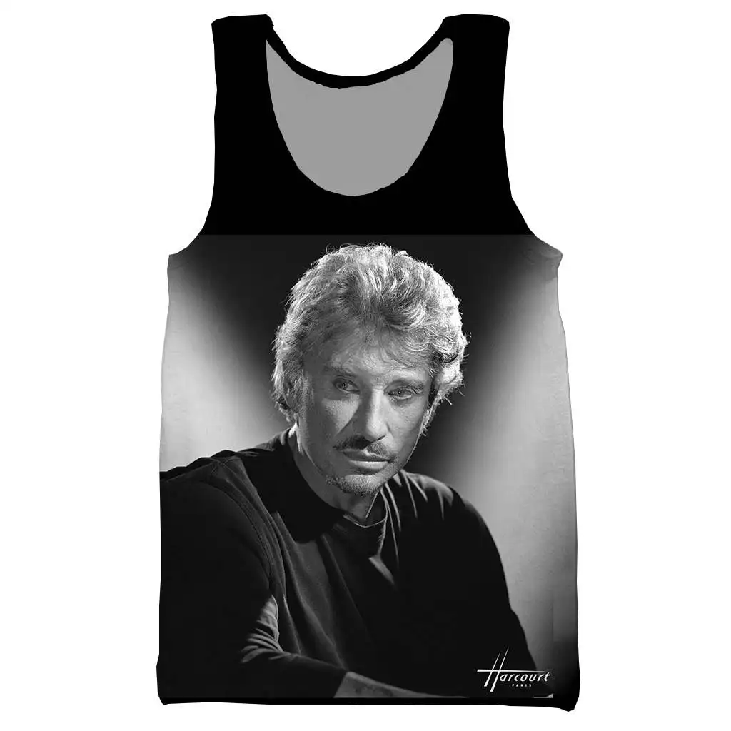 Топ на бретелях Giant star Johnny Hallyday с 3D принтом для мужчин модный крутой летний топ и