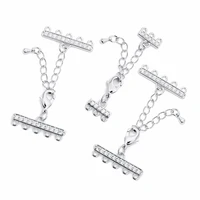 louleur 2pcs silver color copper with zircon clasps for multi layer necklace or bracelets connectors for diy jewelry makings