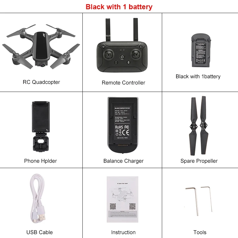 Black with 1 battery JJRC X9 Heron gps 5G WiFi FPV с камерой 1080P оптическое позиционирование потока высота удержания Радиоуправляемый Дрон Квадрокоптер RTF VS M69 - Цвет: Black with 1 battery