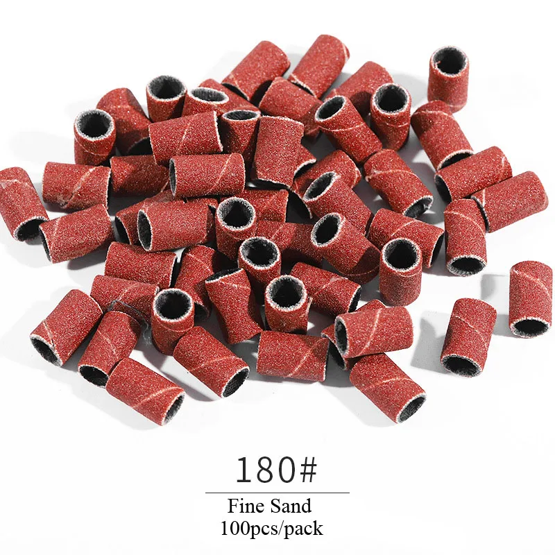100pcs Brown Sanding Rings For Nail Polish Drill Grinding Manicure Electric Machine Bits Sandpaper Art Tool 80/120/180 | Красота и