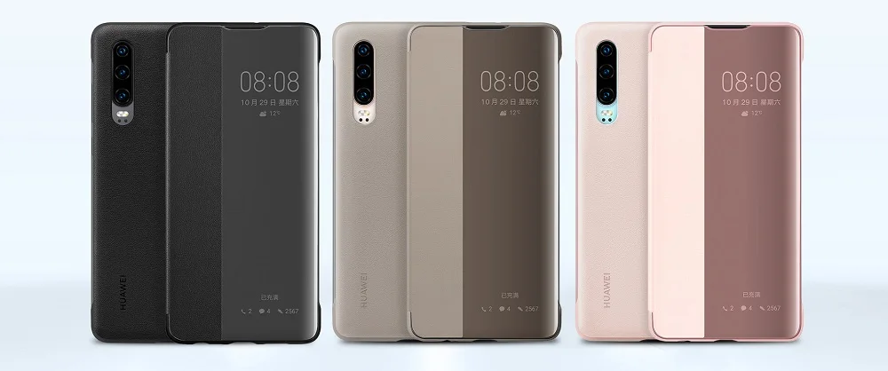 Чехол HUAWEI P30 Pro, официальный,, умный, прозрачный, флип-чехол из искусственной кожи, HUAWEI P30, роскошное покрытие для чехла, зеркальное, оконное покрытие