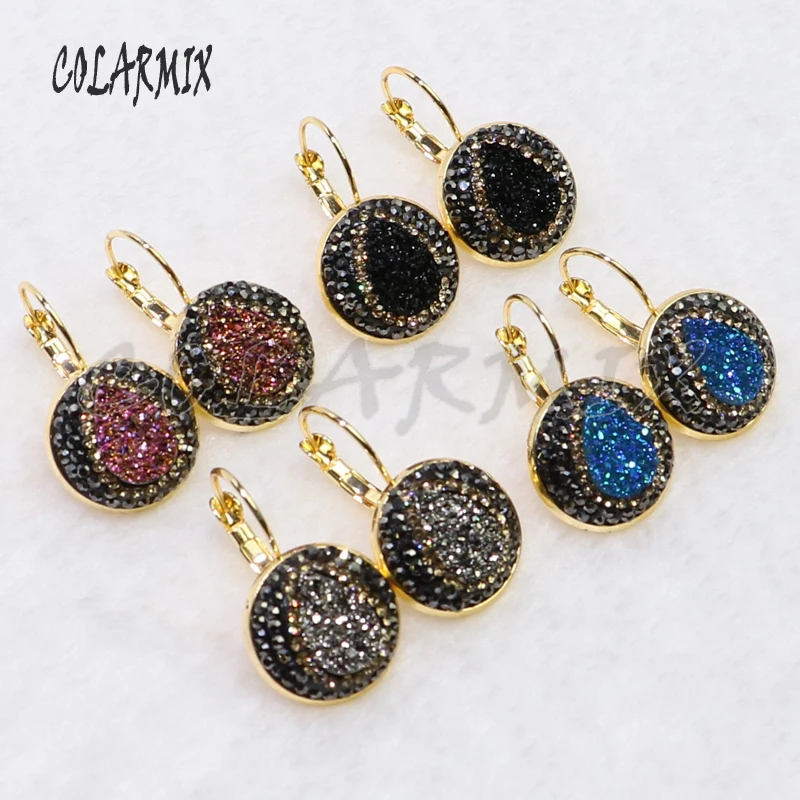 10 пар druzy серьги крюк серьги в форме капли имитация druzy опт ювелирные изделия драгоценные камни ювелирные изделия для женщин 7017