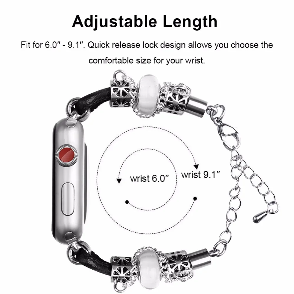 Ремешок из натуральной кожи для Apple Watch Металлический Стальной браслет Series 1 2 3 38 42