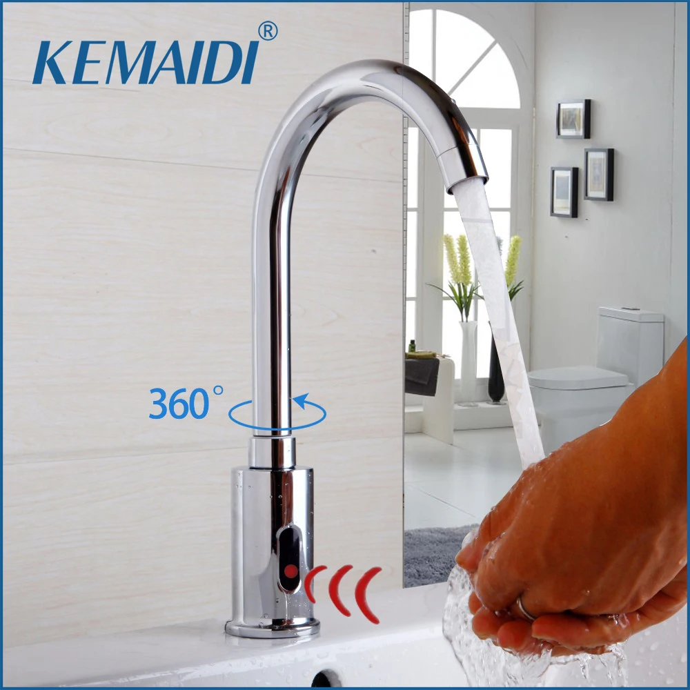 KEMAIDI 360 Поворотный кран для раковины ванной комнаты Смеситель для горячей и холодной воды сенсорный инфракрасный кран для раковины автоматический сенсорный кран