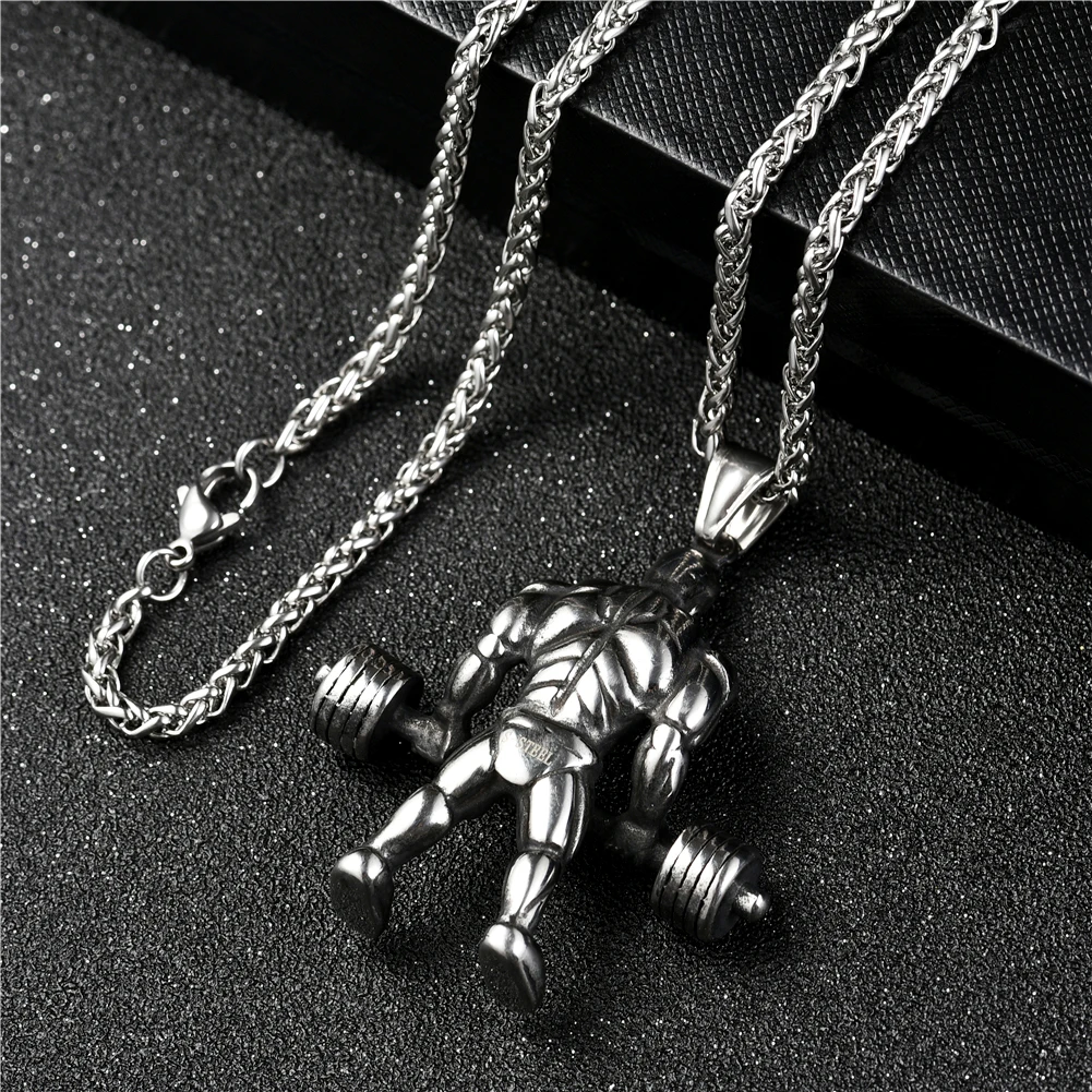 Кулон в форме гири мужское ожерелье из нержавеющей стали для фитнеса сильное