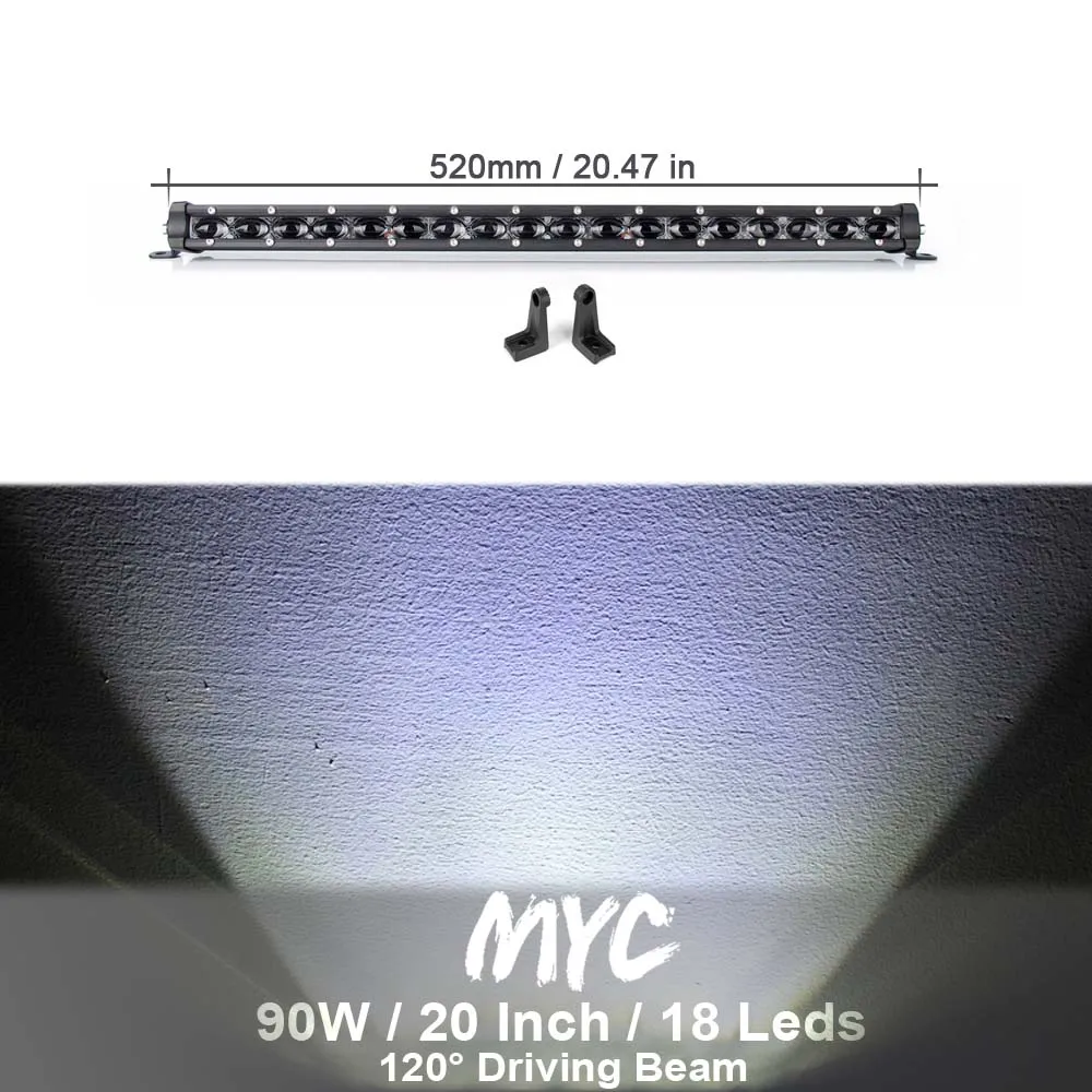 20 Inch 90W X1 Супер тонкий 6D объектив водонепроницаемый светодиодный свет бар для внедорожника автомобильное освещение для трактора 4WD внедорожные 4x4 24V прямые рабочие огни - Цвет: 20 Inch 90W X1