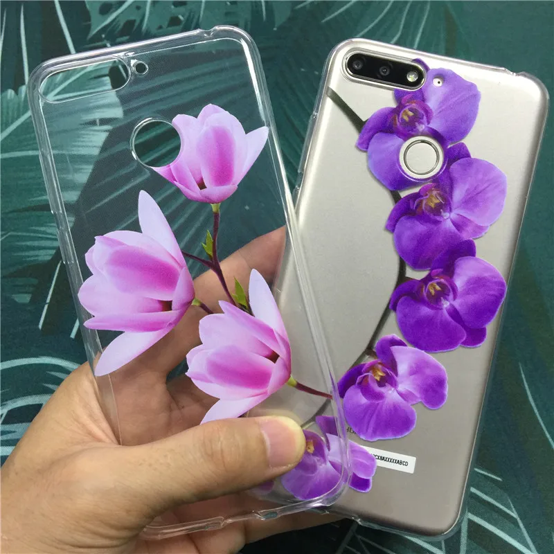Мягкий чехол из ТПУ для huawei honor 7a pro 7 s 7x с цветочным рисунком 7c русская версия