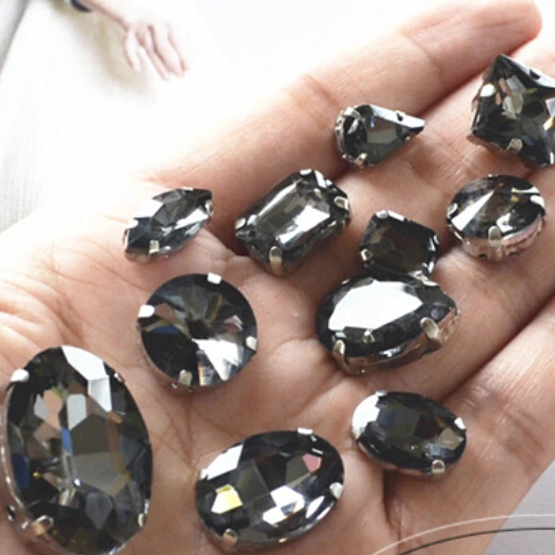 Sewing Craft Claw Rhinestone Water Drop Black Diamond 8mm 8x13mm 10x14mm 13x18mm Evening Dress Decorations On Rhinestones | Дом и сад