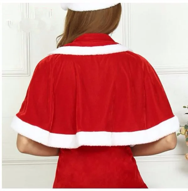 2022 New Arrival Christmas Cape Red Fantasy Santa Claus for women Party Gown Shawl Winter short Cloak |
