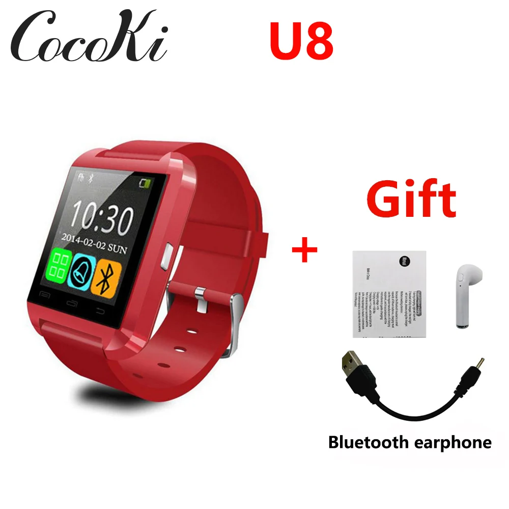Смарт часы с Bluetooth U8 наручные цифровые спортивные для IOS Android samsung телефон носимая