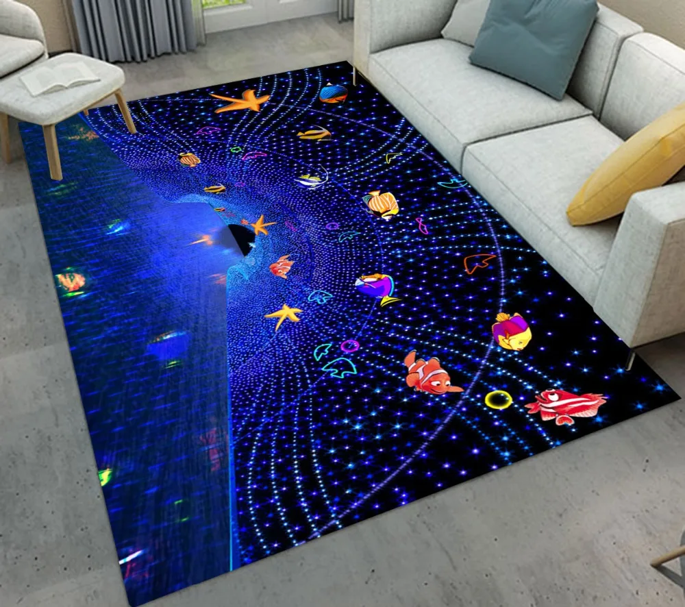 LB Забавный синий рыбий желтый красный дверной коврик для гостиной коврики