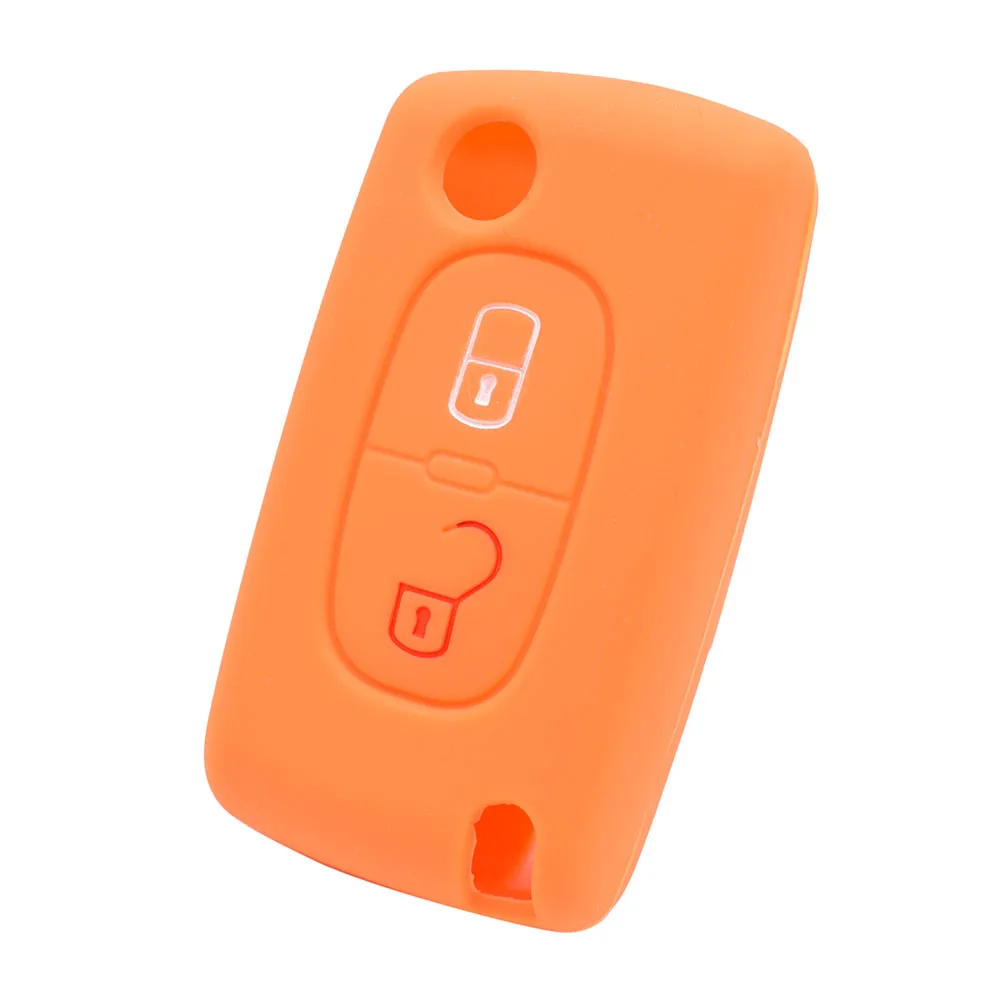 Orange 2 Кнопка чехол для ключа подходит для PEUGEOT 307 308 406 407 408 107 206 207 607 дистанционный держатель Чехол брелок, брелок для ключей аксессуары - Название цвета: Orange
