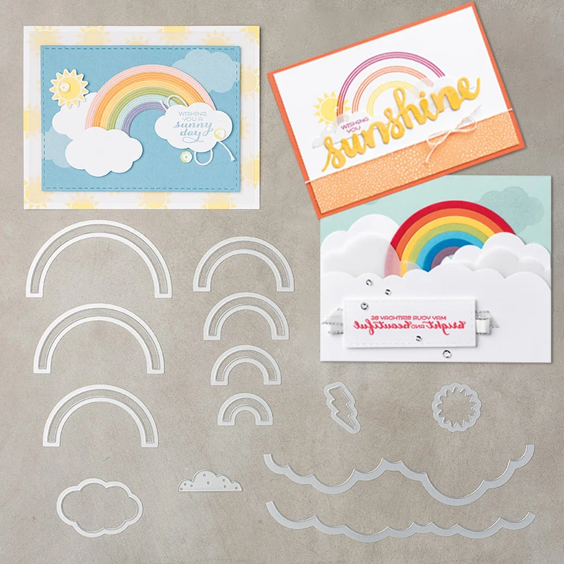 InLoveArts 13Pcs/lot 103*136mm Metal Cutting Dies Scrapbooking New 2018 Craft Sunshine Rainbows Embossing Stencil | Дом и сад