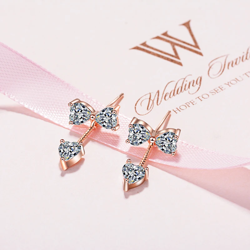 Женские серьги FINDYOU с милым бантом и блестящими кристаллами серебристого