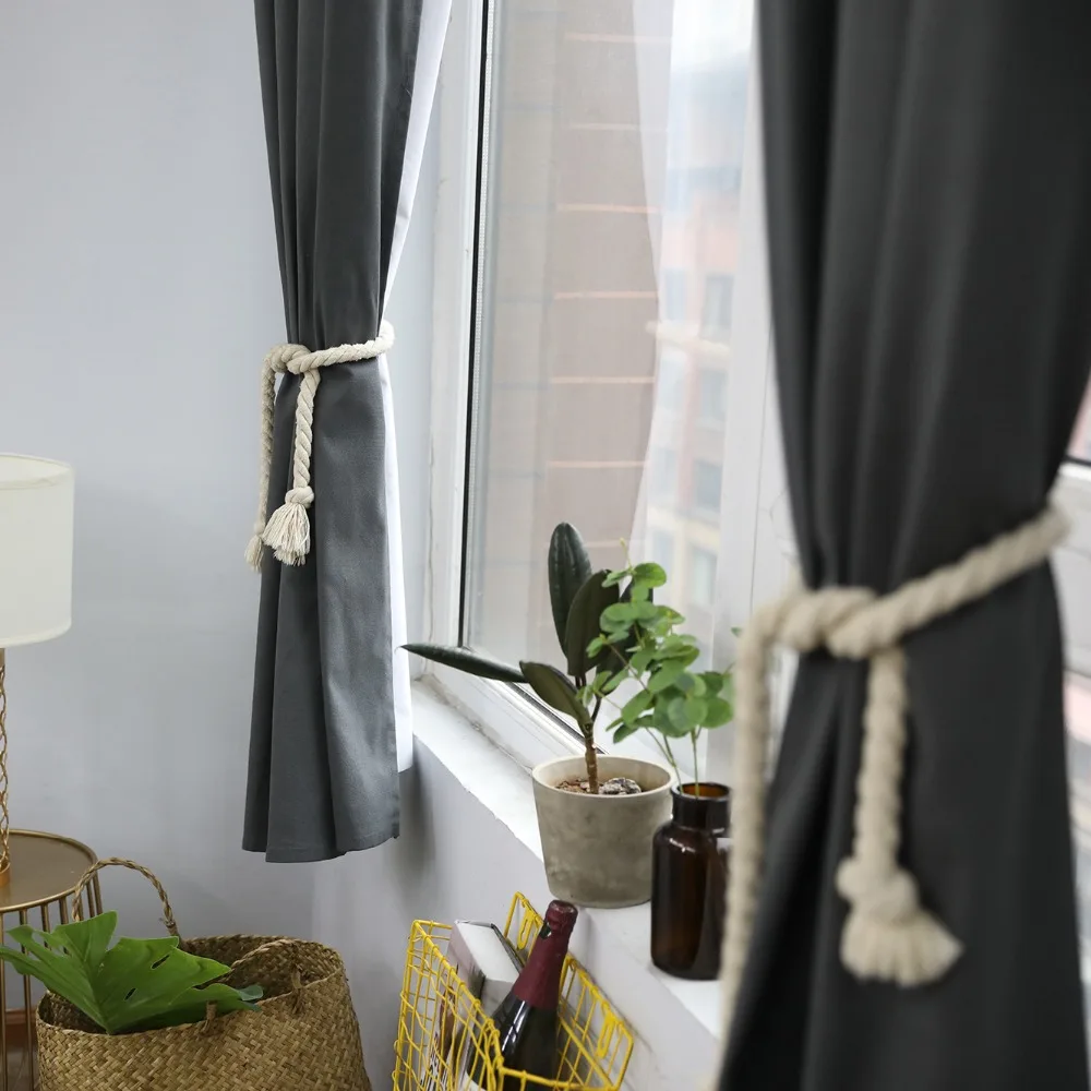 100% Cotton Curtain for living room blinds bedroom Bay Window Gray Semi-shading finished Cloth drapes 140x215cm 55*85in | Дом и сад