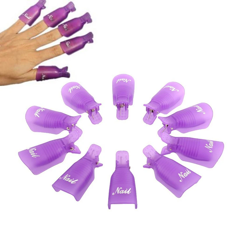 10Pcs Women Nail Art polaco del gel Soak Off Cap Clip UV Gel Polish Remover Wrap Empapa del clip del casquillo Beauty Tools