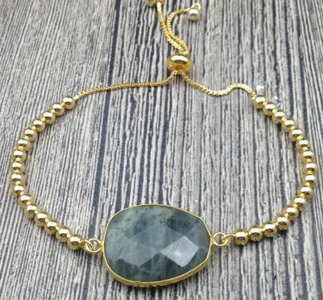 gold chain YA2799 браслет из Лабрадорита С золотыми бусинами - Окраска металла: gold chain