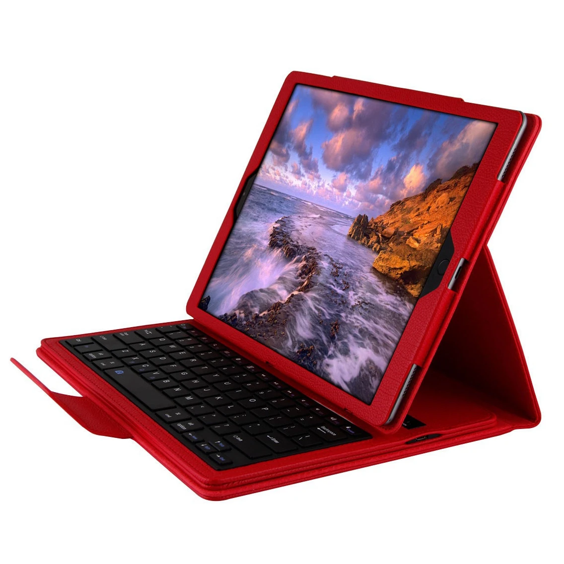 Для iPad Pro 12,9 дюйма, беспроводной чехол с клавиатурой Bluetooth для iPad Pro 12,9, кожаный чехол-подставка для планшета+ стилус - Цвет: Красный