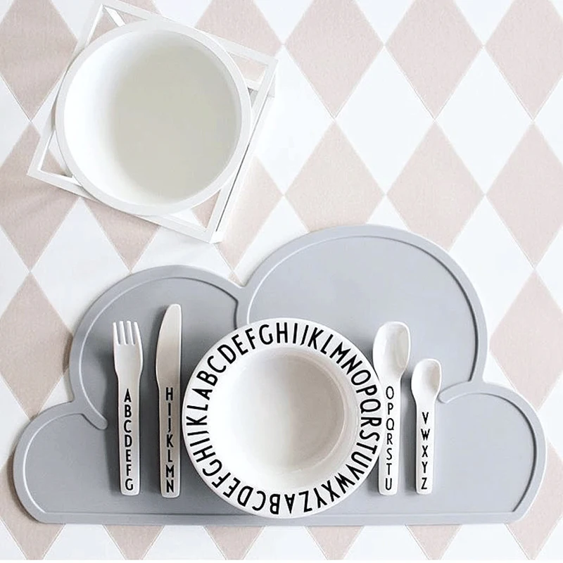 Силиконовые детское блюдо пластина коврик Placemat водостойкая детская облачная