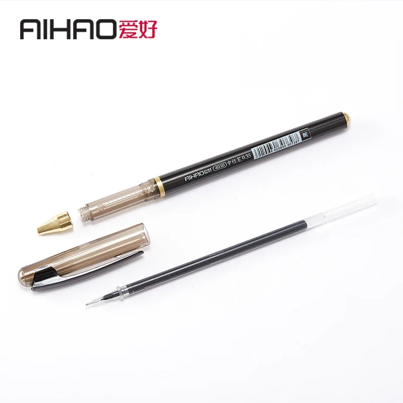 Новое поступление бренд Aihao гладкая пишущая ручка 0,35 мм точка черный пластик бизнес вход в ручка 4 шт./кор