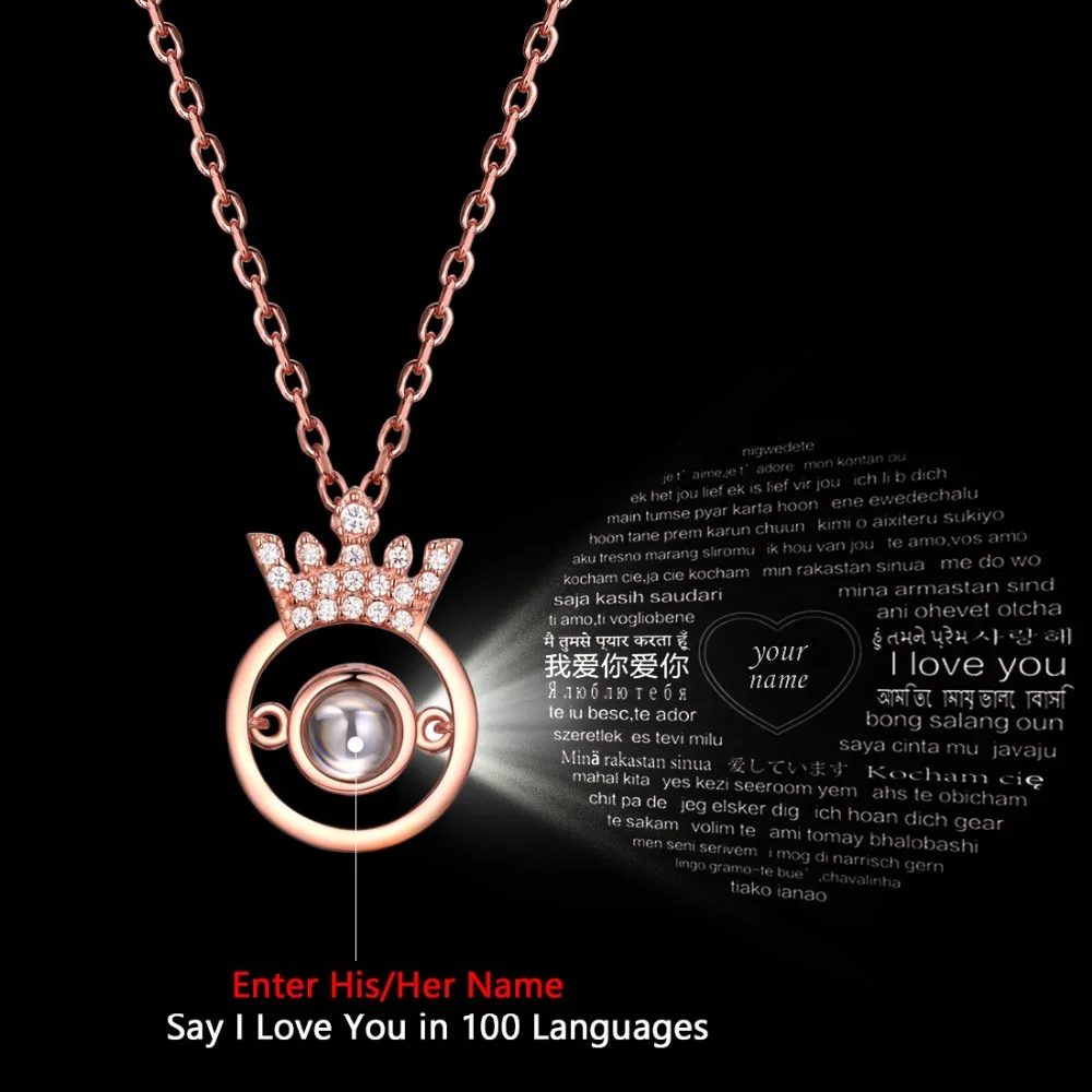 Ожерелье с кулоном в виде короны из серебра фианитом на 100 языках|Ожерелья