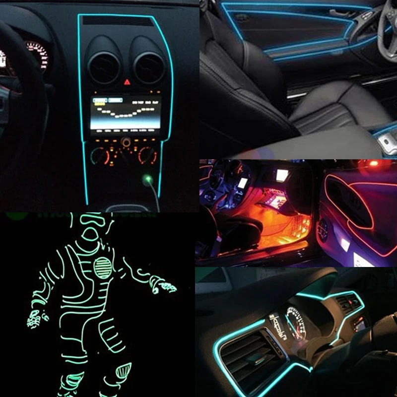 AutoEC 5 м авто Интерьер светодиодный EL провод веревка Трубная линия гибкий неоновый светильник светящийся el Салон Плоский светодиодный светильник дорожки ing# LQ313