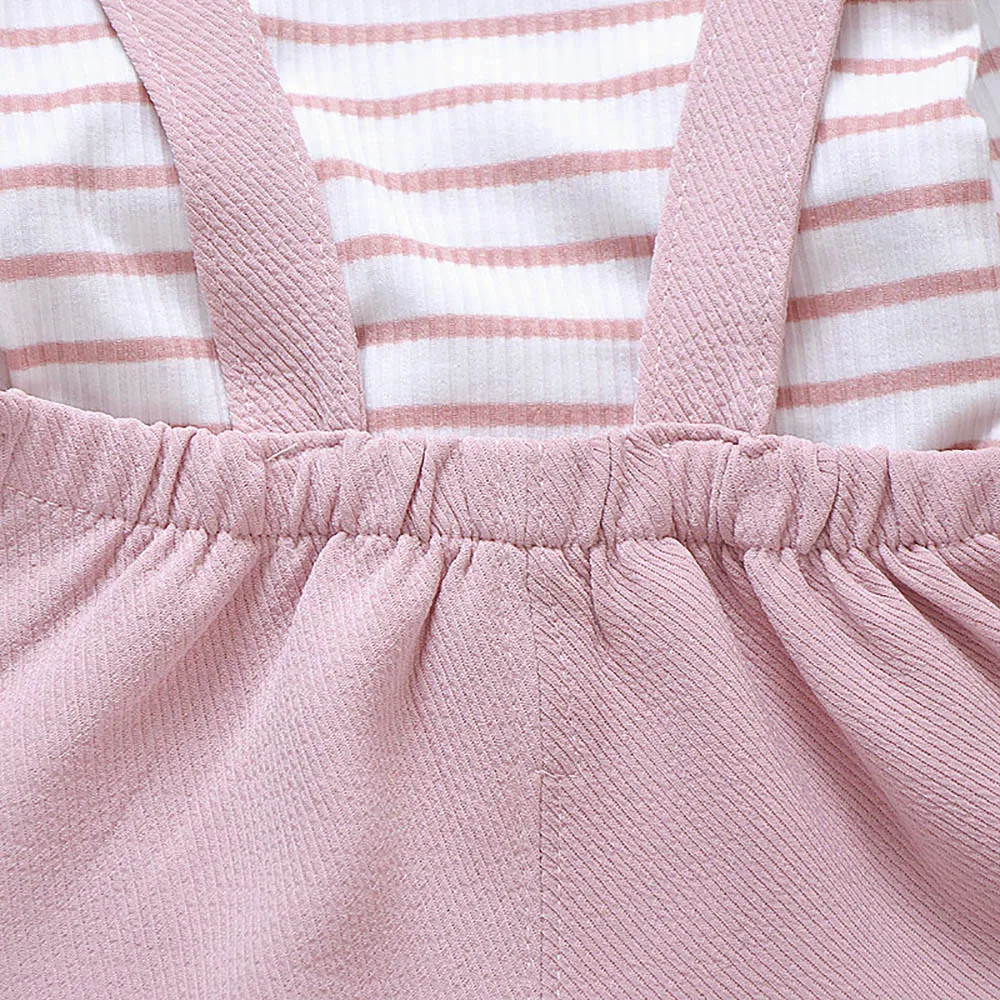 Комплекты летней одежды для девочек из 2 предметов топ в полоску с принтом