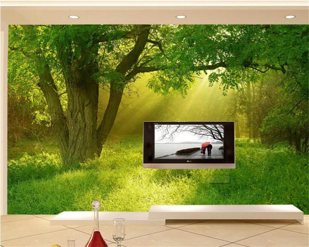 3D обои Beibehang с красивым деревом солнечным ландшафтом фоновые для телевизора