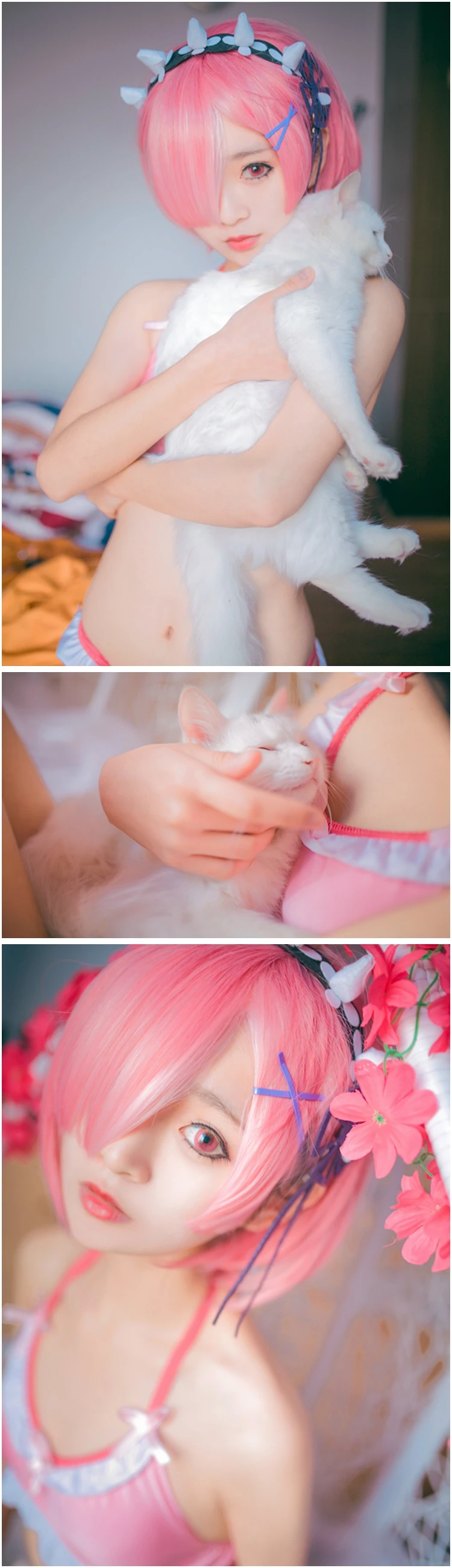 Re: Zero Ram Rem костюмы для косплея для взрослых женщин сексуальные комплекты бикини бюстгальтер нижнее белье трусы купальный костюм