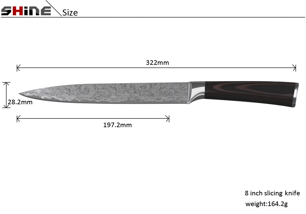 Xyj кухонные ножи 8 ''шеф-повар нарезки 7'' японского повара 5 ''santoku Utility
