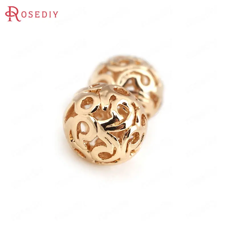 6 шт. латунные полые круглые бусины 8 5 мм 10 24 к цвета шампанского|round beads|beads roundbeads