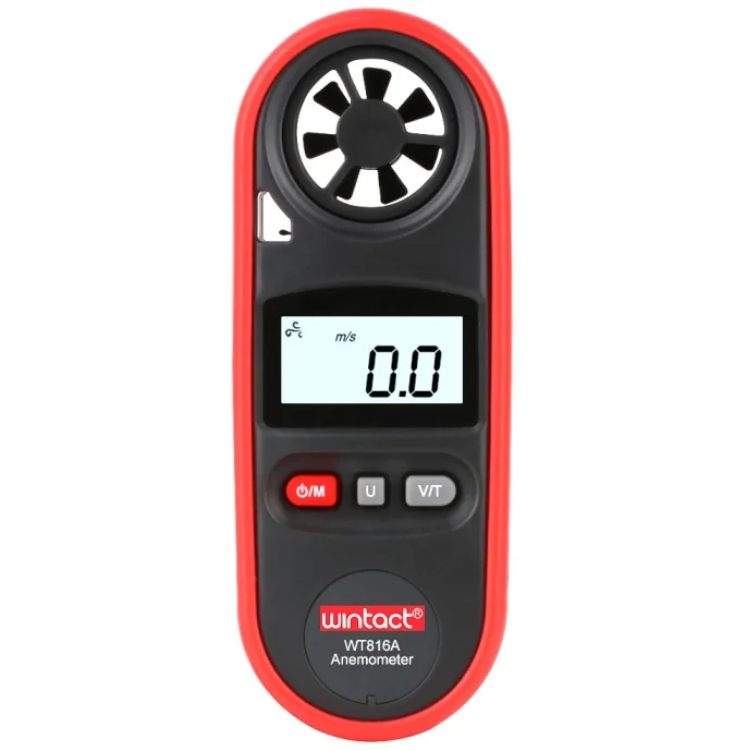 WT816A-Red RZ переносной Анемометр, термометр, измеритель скорости ветра, анемометрический измеритель ветра 30 м/с ЖК-цифровой Ручной измерительный инструмент RZ818 - Цвет: WT816A-Red