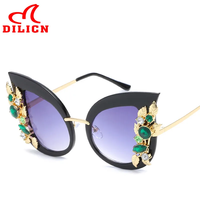 Женские винтажные солнцезащитные очки кошачий глаз уникальные модные большого