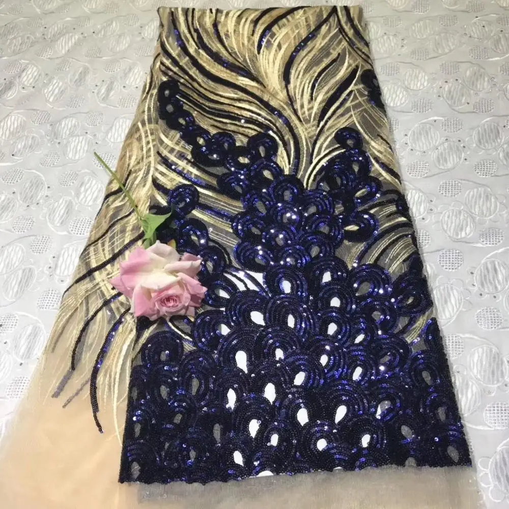 Кружевная ткань в африканском стиле с блестками 5 ярдов изумрудно-зеленого цвета